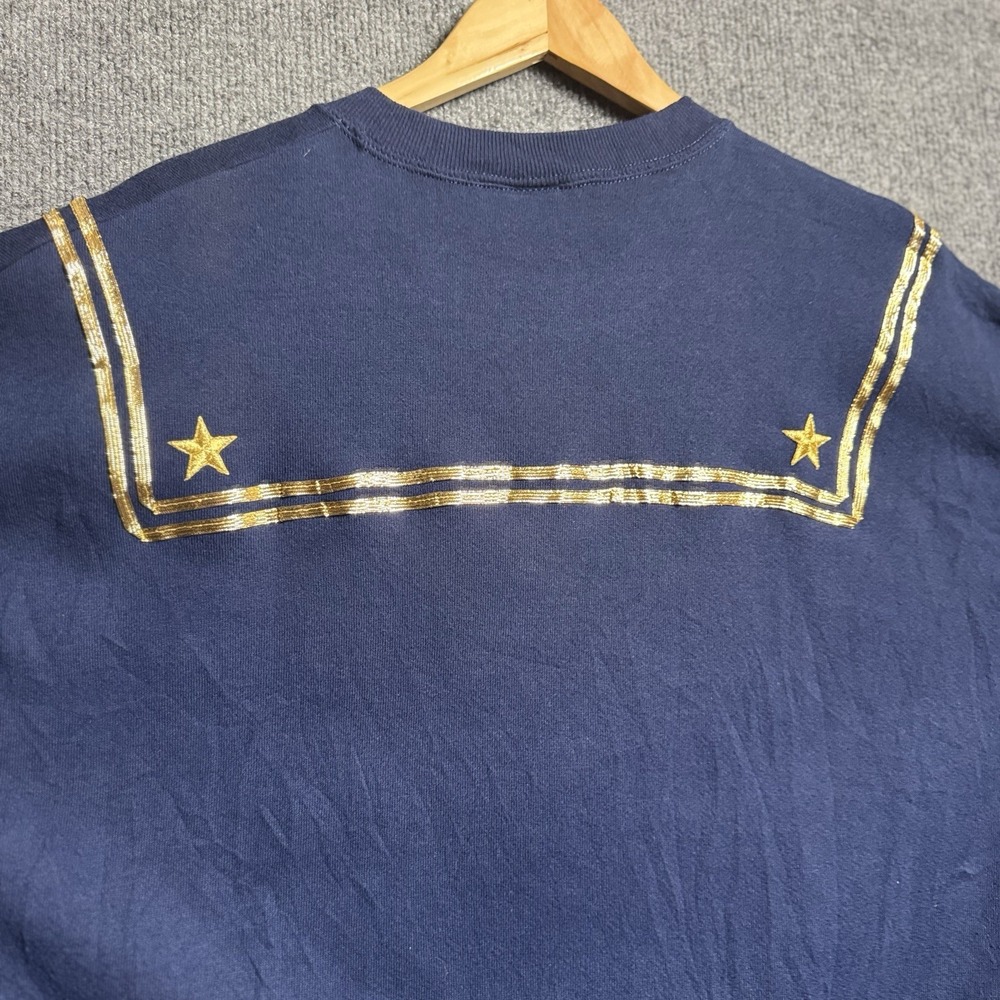 Vtg 1980s HALLOWEEN COSTUME XL Navy Blue Sailor Nautical Sweatshirt Crewneck - Picture 7 of 16